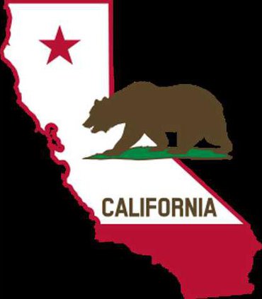 California - Outline and Flag - Solid 