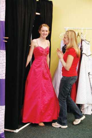 The prom dressing room store