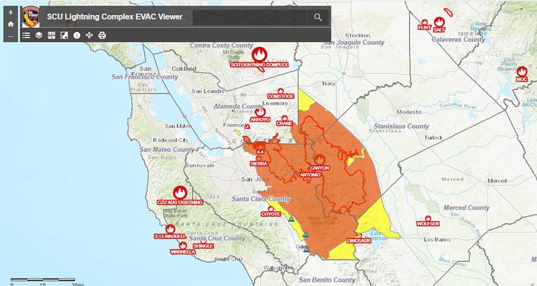 wildfires map