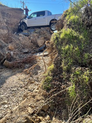 truck in hole
