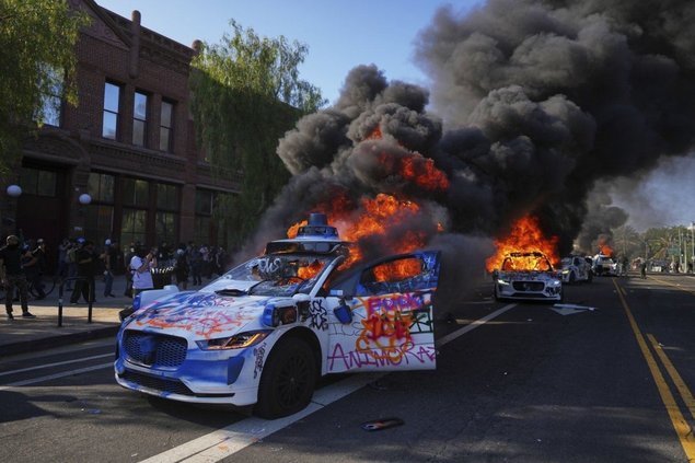 burning waymos