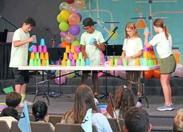Vacation Bible School cup stacking