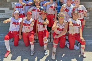 Ceres Sizzle 14-and-under travel softball team Rainbow