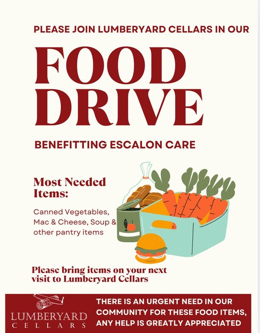 Food collection due at Lumberyard Cellars - Escalon Times