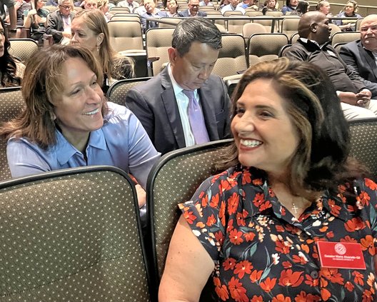 Bublak talks with state Senator Marie Alvrado-Gil