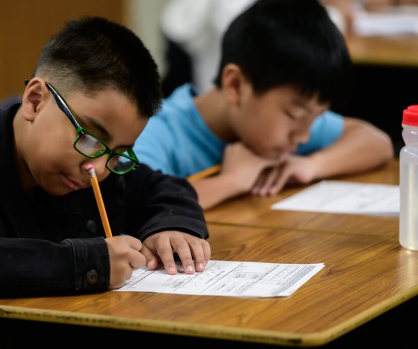 students taking a test