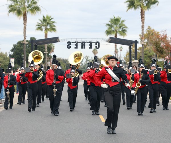 Ceres High School’s band marches down Fourth Street