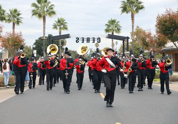 Ceres High School’s band marches down Fourth Street