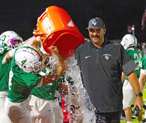 Derrick Goblirsch gets drenched
