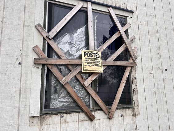 Boarded up at Lazy Wheels