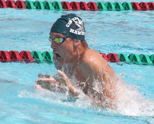 Sophomore Ari Luman swim