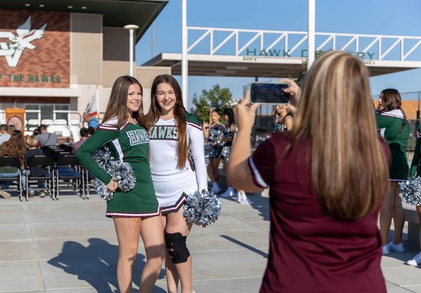 Cheerleaders at stadium ceremeony