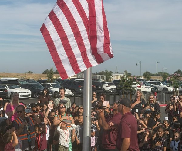 flag raising RI school
