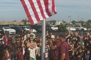 flag raising RI school