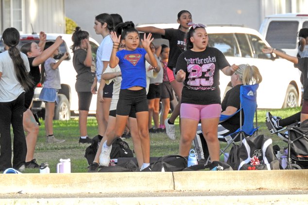 Bulldogs cheerleaders were practicing