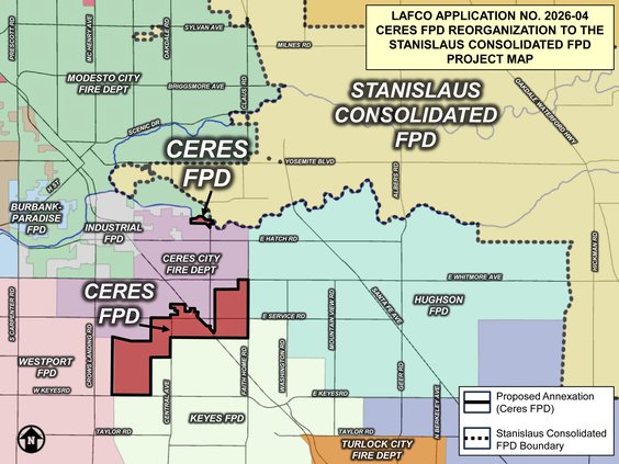 Ceres Fire Protection District merger map